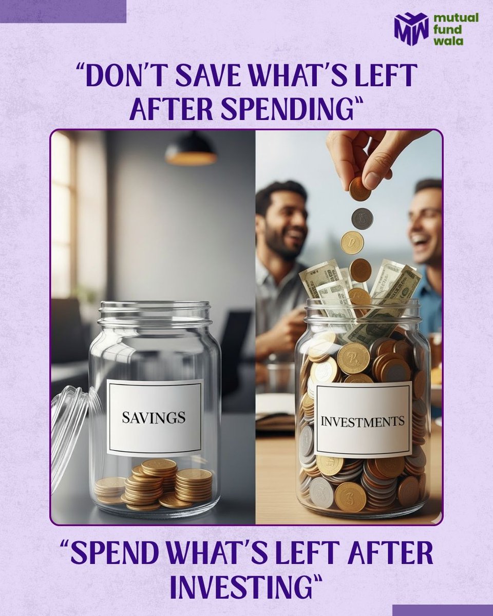 MutualFundWala_'s tweet image. Most people wait till the end of the month to “see what’s left.”
But the real winners? They invest first, then spend from what’s left.
That’s how dreams come true, not by waiting for leftovers!
#saving #investment #mutualfund #sipinvestment #investing #financialfreedom
