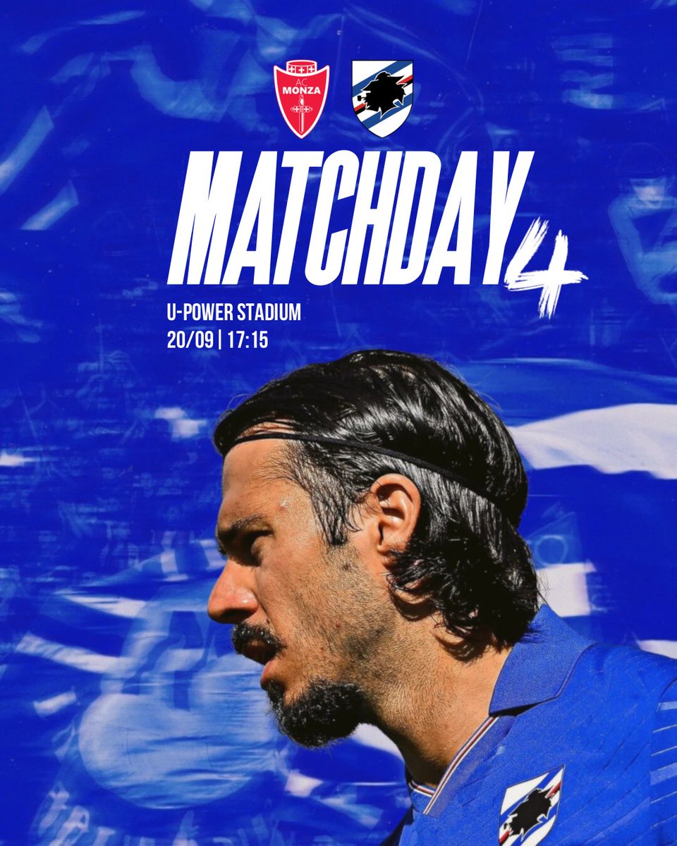 blucerchiatiart's tweet image. 𝐈𝐓’𝐒 𝐌𝐀𝐓𝐂𝐇𝐃𝐀𝐘! 🔵🤜🏼🤛🏼
🆚 Monza
🏟️ U-Power Stadium
💪🏼 Serie B, Giornata 4
⌚️ 17.15 

Tutto sul campo, fino all’ultimo respiro. 

𝗗𝗔𝗟𝗘 𝗗𝗢𝗥𝗜𝗔 💙

🏷️ #UCSampdoria #MonzaSampdoria #SerieBKT #ForzaDoria