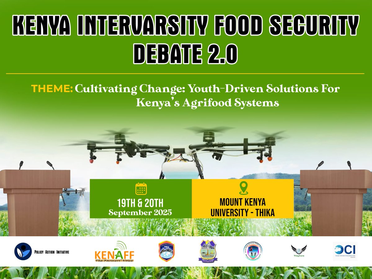 Day 2️⃣ of the Kenya Intervarsity Food Security Debate 2.0

📍@mountkenyauni

<a href="/kenaff_farmers/">Kenya National Farmers' Federation (KENAFF)</a>
<a href="/_WingFarm/">WingFarm</a>

#FoodSecurityDebateKE
#CultivatingChange2025