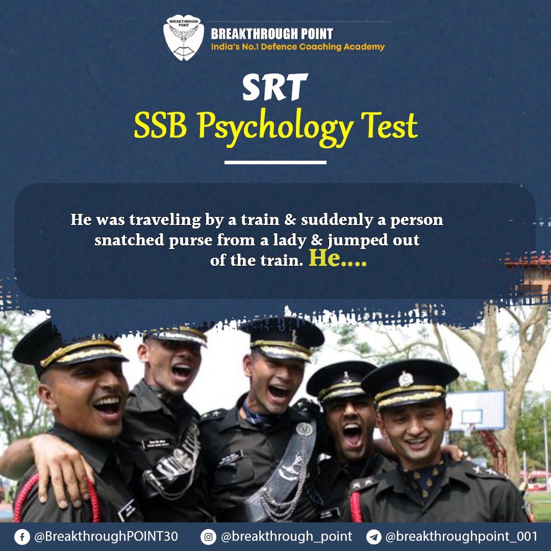 SRT Challenge! Can you think like an officer &amp; solve it in under 1 min?  ⏱️Practical > Perfect .  
.
Your SSB journey starts now!    
breakthroughpoint.co.in/enquiry
.
#SRT #NDA #CDS #AFCAT #FutureOfficers
