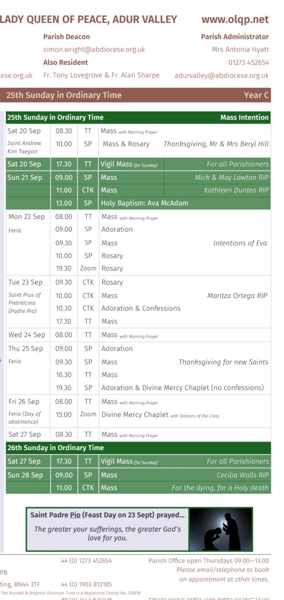 Mass times this week!