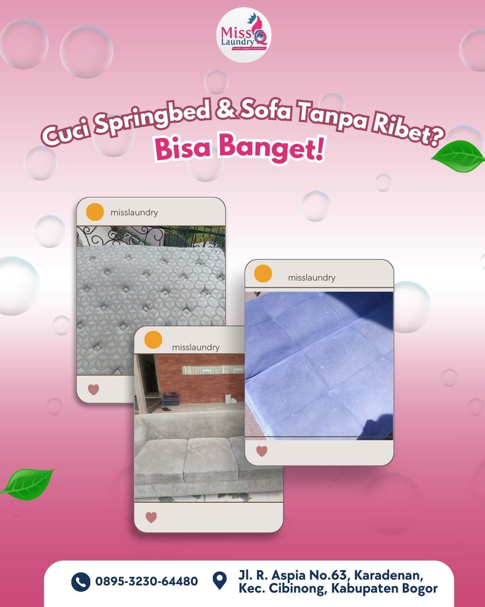 MisslaundryQ's tweet image. Cuci Springbed Profesional Bojong Baru – 0895323064480
Percayakan springbed Anda pada tenaga profesional Bojong Baru. Hasil higienis, wangi segar, &amp;amp; bergaransi.
📍 Karadenan – Cibinong | CS2: 085819760447

#CuciSpringbedBojongBaru #SpringbedProfesional #SpringbedBergaransi