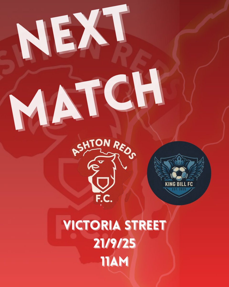 The lads are looking to continue last week’s performance against one of the leagues new sides.

With King Bill looking for their first victory of the season, we are expecting a tough test this weekend.

🆚 King Bill FC
📍 Victoria Street, SK14 4AS
📆 21/9/25
⏰ 11am
