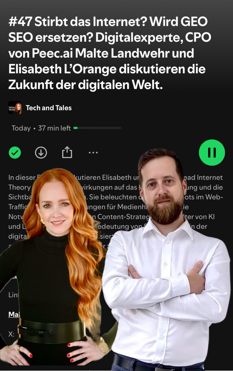 Elisabeth L'Orange (@lis_lorange) on Twitter photo Stirbt das Internet? Wie geht GEO? Brauchen wir noch SEO? Tech & Tales Folge 47 mit <a href="/MalteLandwehr/">Malte Landwehr</a> #geo #seo #deadinternettheory tinyurl.com/mr4x5w3a Stirbt das Internet? Wie geht GEO? Brauchen wir noch SEO? Tech & Tales Folge 47 mit <a href="/MalteLandwehr/">Malte Landwehr</a> #geo #seo #deadinternettheory tinyurl.com/mr4x5w3a