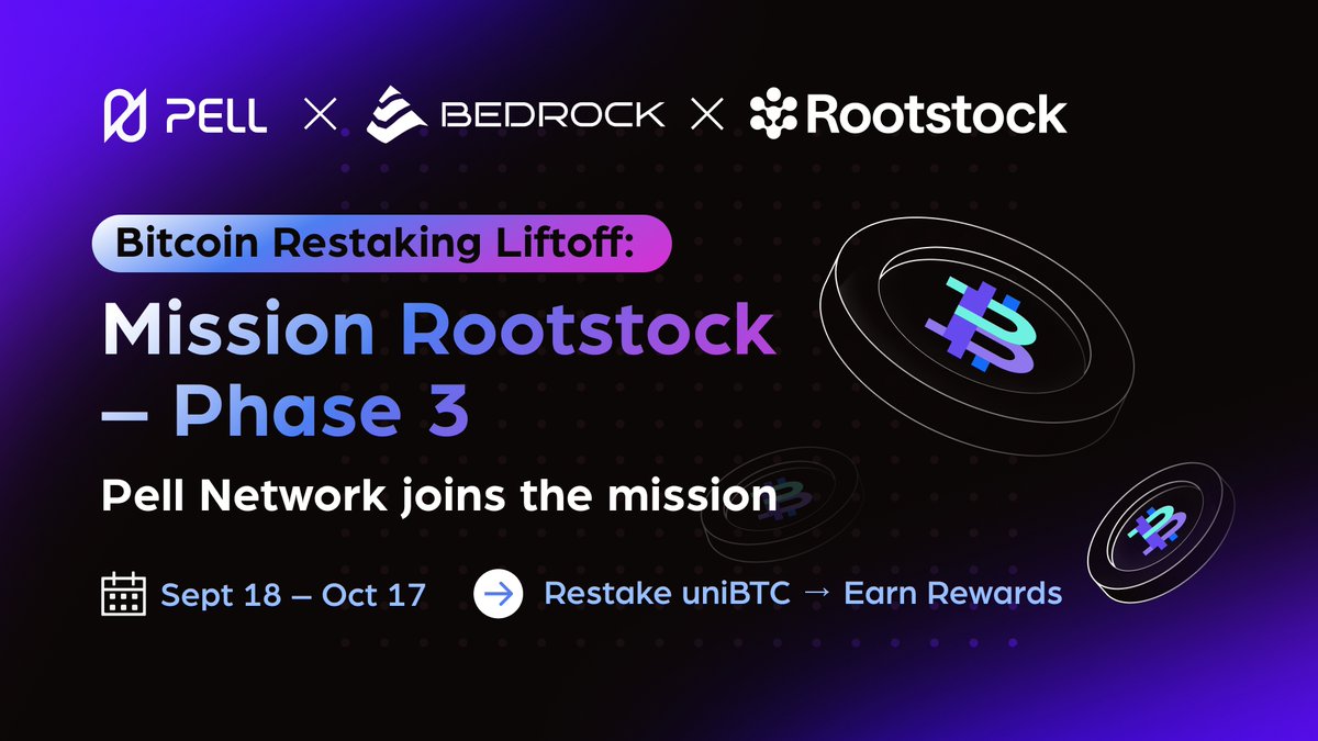 djony_sd's tweet photo. GM!
Bitcoin Restaking Liftoff: Mission Rootstock - Phase 3.
Pell Network запускает эпоху restaking’а на Rootstock!
Теперь можно restak’ать uniBTC и участвовать в развитии BTCFi будущего.
📅 Присоединяйся до 17 октября.
💰 Призовой фонд - $2,500.
⤵️1/2
#PellNetwork #BTCFi https://t.co/Ekt2ImhdYc