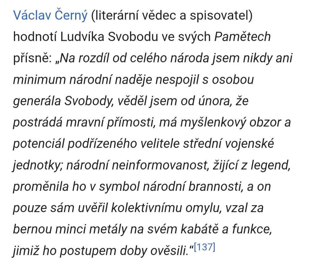 Ivan Pilip (@ivan_pilip) on Twitter photo Před 46 lety, 20.9.1979, zemřel Ludvík Svoboda. Jistě dobrý voják, ale také politik, který zaštítil nástup zločinných režimů - komunistického v roce 1948 a jeho normalizační verze v r. 1969. Připomeňme si jeho hodnocení od V. Černého a také fakt, že má stále v Praze nábřeží... Před 46 lety, 20.9.1979, zemřel Ludvík Svoboda. Jistě dobrý voják, ale také politik, který zaštítil nástup zločinných režimů - komunistického v roce 1948 a jeho normalizační verze v r. 1969. Připomeňme si jeho hodnocení od V. Černého a také fakt, že má stále v Praze nábřeží...
