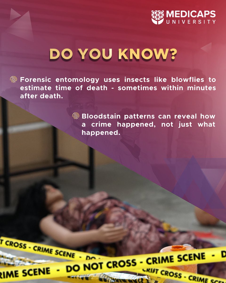 Medicaps_Indore's tweet photo. Every clue tells a story, every detail leads to the truth.
On this #WorldForensicScienceDay, we recognize the growing role of #forensics in solving #crimes, delivering #justice, and protecting communities.
#ForensicScience #EducationMatters #MedicapsUniversity https://t.co/gwtJYVq7Sg
