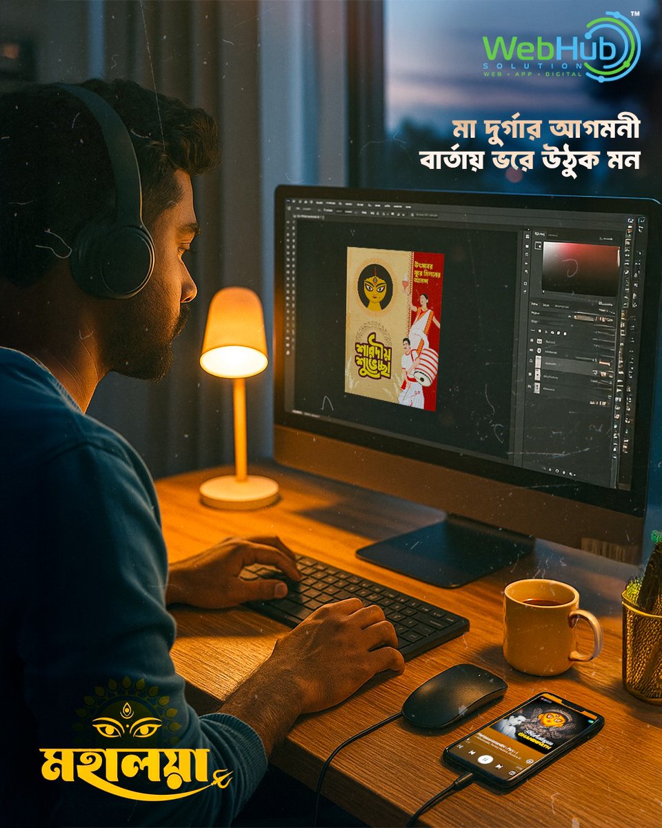 webhubsolution's tweet image. The chants of Mahalaya echo, marking the divine arrival of Maa Durga.
Let’s celebrate with love and unity! 🌺
#Mahalaya2025 #DurgaPujaPrep #SpiritualAwakening #WebHubSolution #WHS