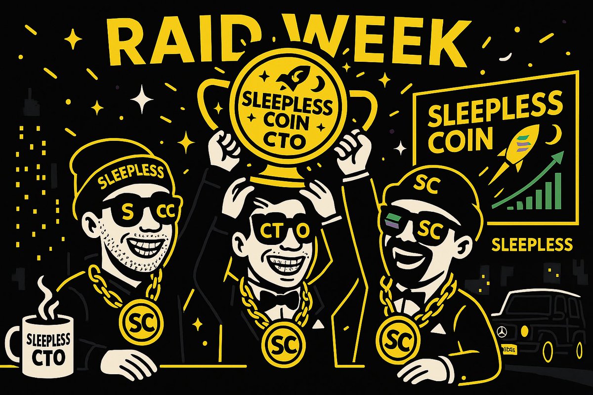 🚨 RAID WEEK WINNERS 🚨

After tracking Sleepless Coin CTO activity every day—and cross-checking with Grok’s 24/7 logs—the 3 top grinders are:

🥇 <a href="/Donbitcoin_/">Donbitcoin</a>
🥈 <a href="/Shezzy_101/">Elijah.eth</a>
🥉 <a href="/InvestorBJbtc/">B.j btc</a>

Each winner receives 250,000 $SLEEPLESS (total giveaway 750,000 coins).
Winners, DM