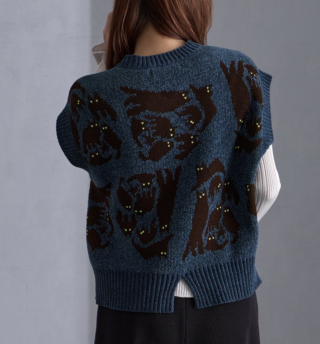 花籠ニットモチーフ付ジャケット パッチポケット付きニットジャケット 49AV JUNKO SHIMADA