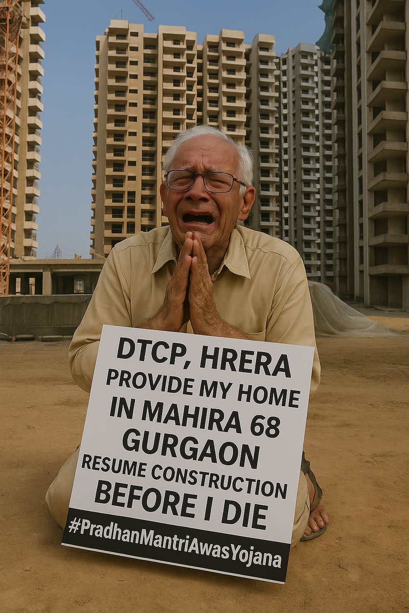 <a href="/cmohry/">CMO Haryana</a> We urge <a href="/cmohry/">CMO Haryana</a> <a href="/dtcphry/">Director Town & Country Planning</a> @HRERA_Gurugram to resume construction of Mahira 68. With 800 flats nearly ready, the project can be completed in a year. Please renew the license with compliance—cancellation only punishes homebuyers! #CompleteMahira68 #PradhanMantriAwasYojana
