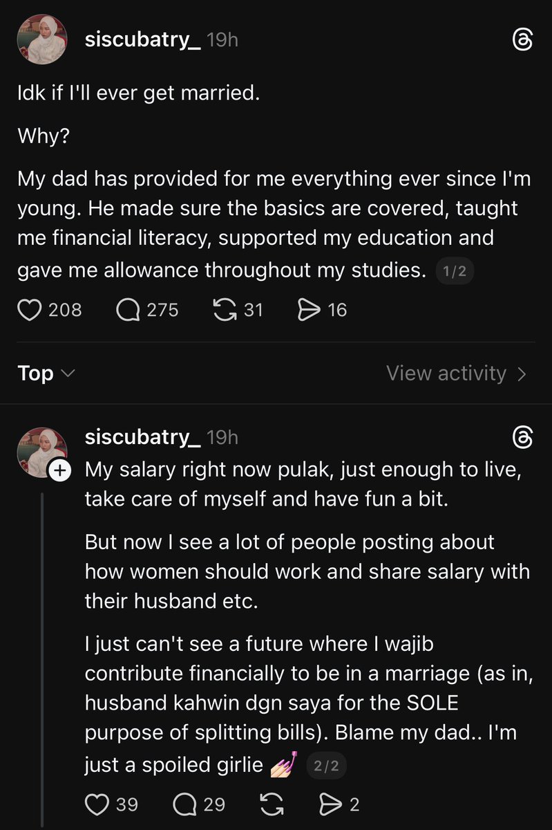 Rule number 1 bila nak cari pasangan hidup, jangan cari yang tak realistic and yang delusional. Ilmu tu penting.