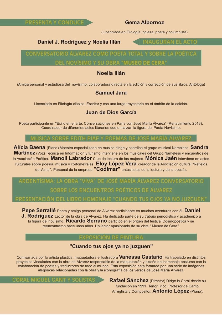 Gracias al ánimo imbatible del mago Antonio Roa, el próximo 27 de septiembre homenajearemos a José María Álvarez en Puente Genil. Tendremos la suerte de presentar un pequeño libro que hemos preparado en homenaje al poeta.