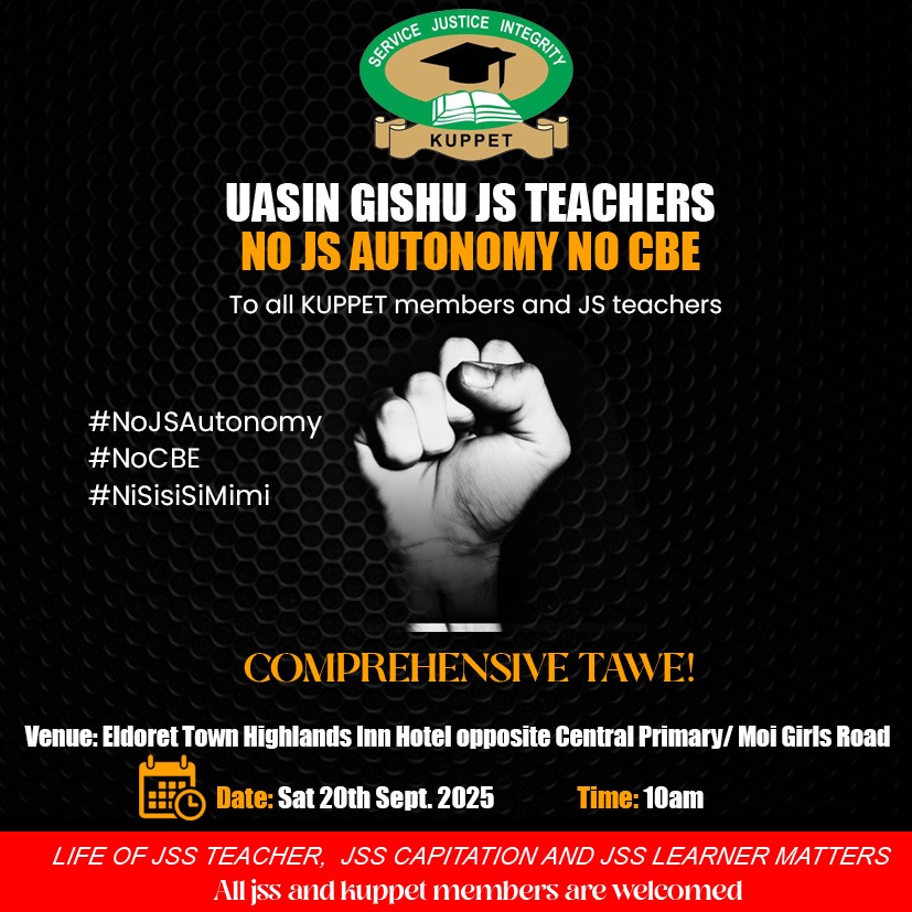 JSS must have autonomy if CBE has to be successful. We have seen how there is no resources, yet the government gives capitation. 
#JSSautonomy 
<a href="/WilliamsRuto/">William Samoei Ruto, PhD</a> 
<a href="/Degrata254/">Degrata</a> 
<a href="/OleItumbi/">-Dennis Itumbi, CBS</a> <a href="/TSC_KE/">TSC</a> <a href="/AokoOtieno_/">Maverick Aoko</a> <a href="/moneyacademyKE/">Moe</a> <a href="/DrMumbiSeraki/">Dr. Mumbi Seraki🇰🇪</a> 
<a href="/Josh001J/">Josh</a> <a href="/LarryMadowo/">Larry Madowo</a> <a href="/StandardKenya/">The Standard Digital</a>