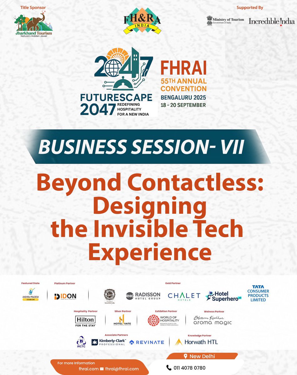 FhraiO's tweet image. Business Session – VII

Leaders explore how cutting-edge technologies are shaping seamless, invisible guest experiences going beyond “contactless” to truly transformative hospitality journeys.

 #FHRAI #TechInHospitality #Innovation #HospitalityLeaders #Convention2025