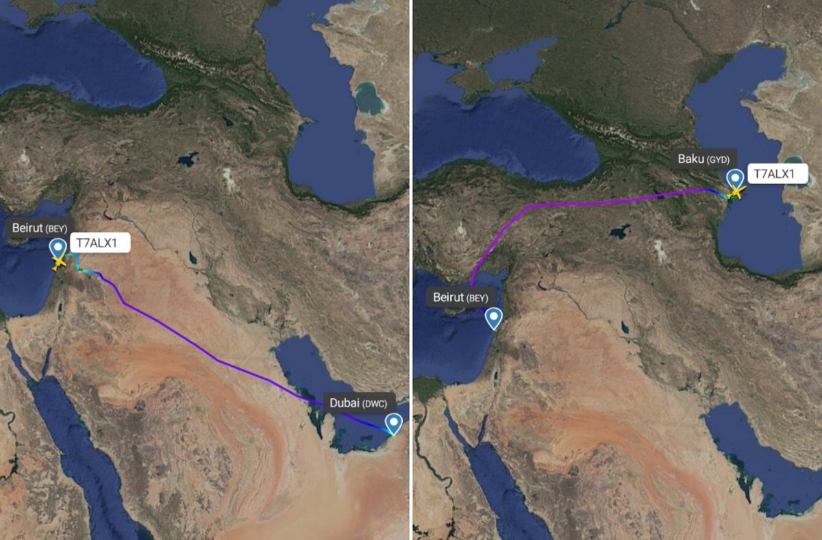 LebanonJets's tweet image. #T7ALX1 TitanAviation/FalconLuxe Friday flew from Dubai(DWC) to Damascus then Beirut &amp;amp; onwards to Baku- first time in our records of this 2014-built Challenger 605 ser#5906 ex #N281BB #MALEY #B7763 #CGPUU