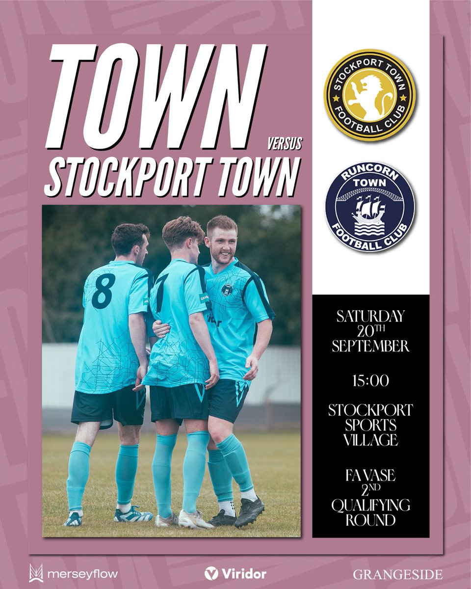 Runcorn Town FC (@runcorntown) on Twitter photo Matchday! ⚽️
🆚 <a href="/StockportTownFC/">Stockport Town FC</a> vs Runcorn Town
📆 Saturday 20th September
🕢 3:00pm
🏆 Isuzu FA Vase
📍Stockport Sports Village, Lambeth Grove, Woodley, Stockport. SK6 1QX.
🎟️ £7 Adults, £5 Concessions, £4 Special Admission, £2 13 - 16 Years, £1 5 - 12 Years and U5's free Matchday! ⚽️
🆚 <a href="/StockportTownFC/">Stockport Town FC</a> vs Runcorn Town
📆 Saturday 20th September
🕢 3:00pm
🏆 Isuzu FA Vase
📍Stockport Sports Village, Lambeth Grove, Woodley, Stockport. SK6 1QX.
🎟️ £7 Adults, £5 Concessions, £4 Special Admission, £2 13 - 16 Years, £1 5 - 12 Years and U5's free