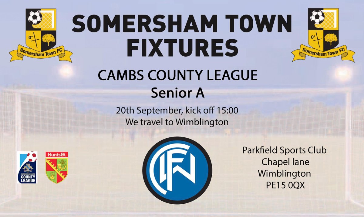Today!
<a href="/CambsLeague/">Cambs County League</a> Senior A 
We travel to <a href="/wimblington_fc/">Wimblington FC</a>
Kick off 15:00