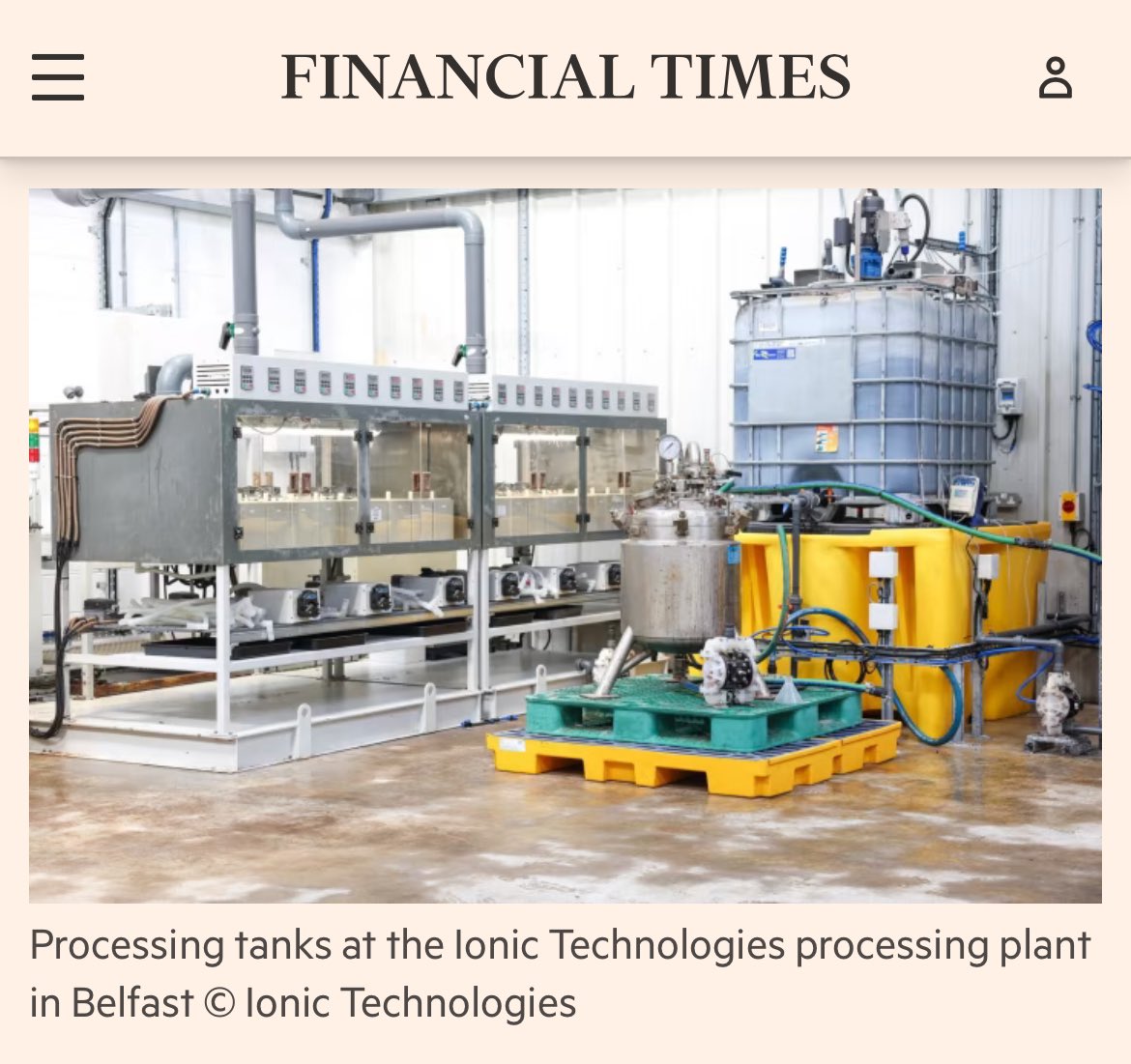 Fantastic article in the FT today on Ionic Technologies and why rare earth separation capability developed at Queen's University Belfast is so important for global supply chains <a href="/IONICTECH_UK/">Ionic Technologies</a> <a href="/IONIC_RE/">Ionic Rare Earths Limited</a> 

ft.com/content/a8c8f6…