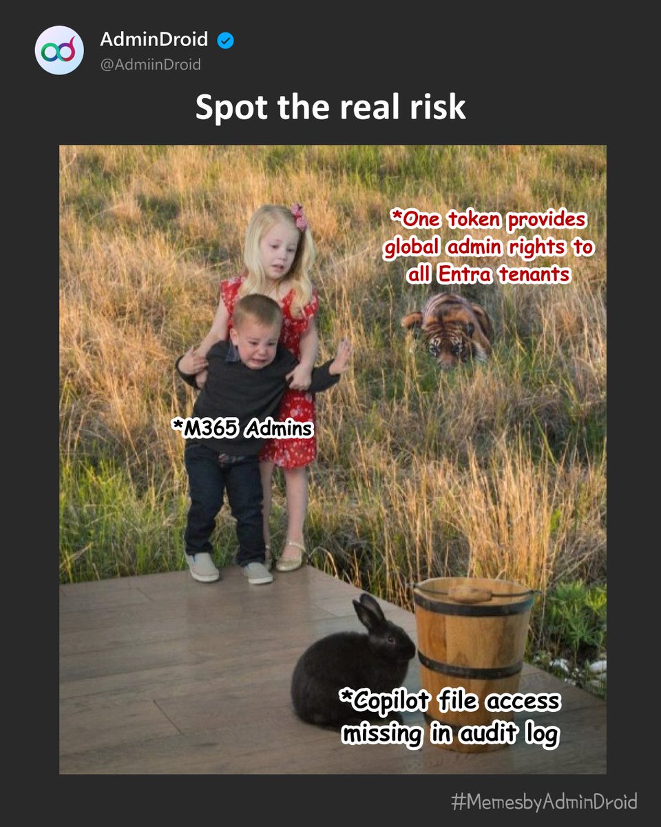 While debates raged over #Copilot audit gaps, bigger storm hit: researcher Dirk-jan Mollema exposed an #EntraID flaw where one token gave Global Admin in any tenant.
dirkjanm.io/obtaining-glob…

Patched now, but it shows, some threats don’t shout, they whisper!

#Security #AdminDroid