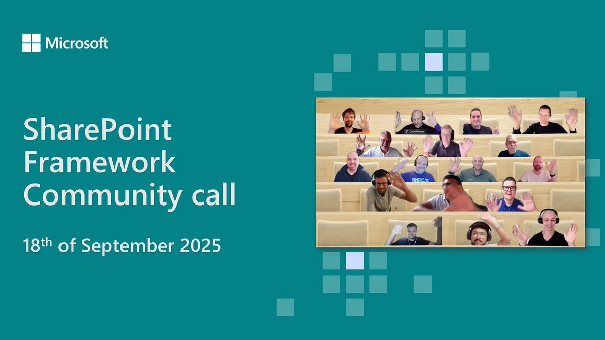 SharePoint's tweet image. 💾 Recording of the #Microsoft365dev &amp;amp; #SPFx call 18th of September

• The latest news and updates
• Focus this time on #SharePoint, #AI, and #SPFx
• Presented by Lukas Bänsch and @bernierh

...and more! 🚀

📺 Watch → msft.it/6017sorrf