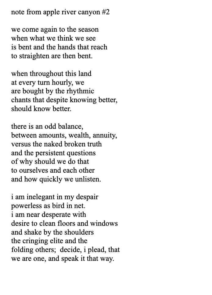 #poetry #poetrylovers #poetrycommunity #poetrytwitter #poem #poet #PoeticTruths
#BraveWrite  #poetsoftwitter #WritersofTwitter #WritingCommunity

 note from apple river canyon #2