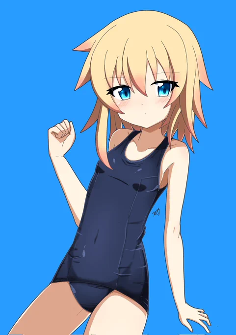 うちの子のスク水ちゃん!(普段着) バイトの制服である巫女レオタードがウケたせいであっちがメインと思われてそうですがコッチが標準装備ですw