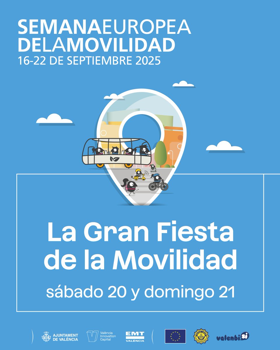 AjuntamentVLC's tweet image. 🎉🚴‍♂️ No et pots perdre la Gran Festa de la Mobilitat que celebrem este cap de setmana!

📍 Dissabte 20 – jardins de #Vivers 
Tallers, teatre, jocs, ioga, premis i molt més.

📍 Diumenge 21 – passeig de l'Albereda
Gimcana inclusiva.
Mobilitat per a totes les persones.

#SEM2025