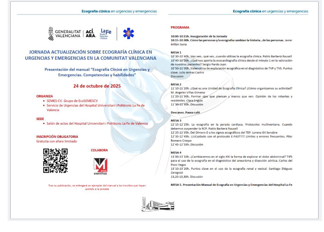 Nos vemos el 24 de octubre en el Salón de Actos del Hospital Universitario y Politécnico La Fe de Valencia 😊
Podéis inscribiros a través del código QR👇¡os esperamos! <a href="/SEMES_CV/">SEMES_CV</a> <a href="/ecoSEMES_/">ecoSEMES</a> <a href="/SEMES_/">SEMES</a>