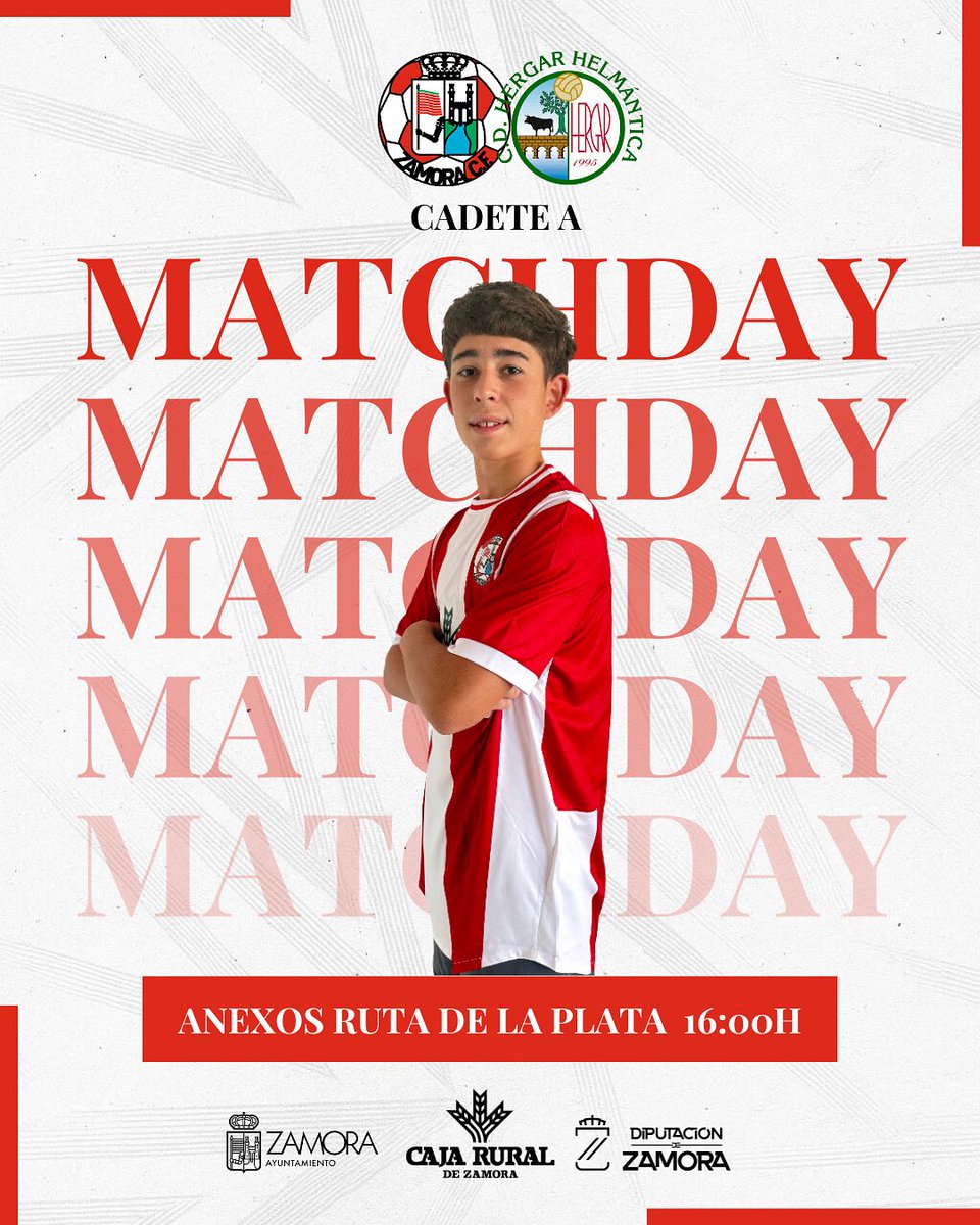 ⚽️ 𝗠𝗔𝗧𝗖𝗛𝗗𝗔𝗬 | Cadete A

📍 Anexos Ruta de la Plata
⏰ 16:00h
🆚 <a href="/cdHergar/">CD Hergar</a> 

#EscuelaZCF #ElCorazóndelClub ❤️