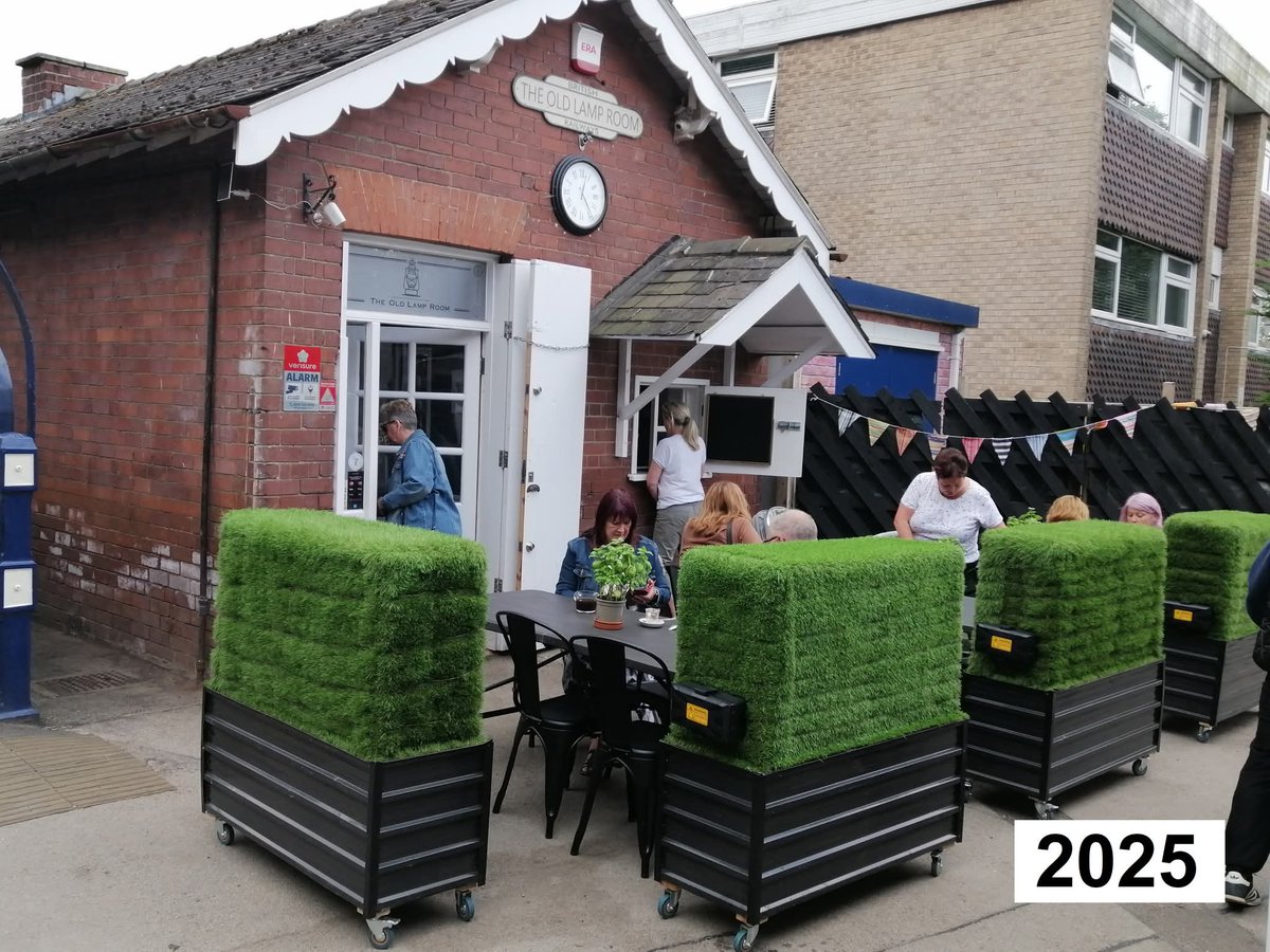 The Old Lamp Room since opening in 2020 at #Cottingham station.  The before and after photos show how the former disused old lamp room  has been transformed into a vibrant cafe which has become a destination with its quirky character and delicious locally sourced food.