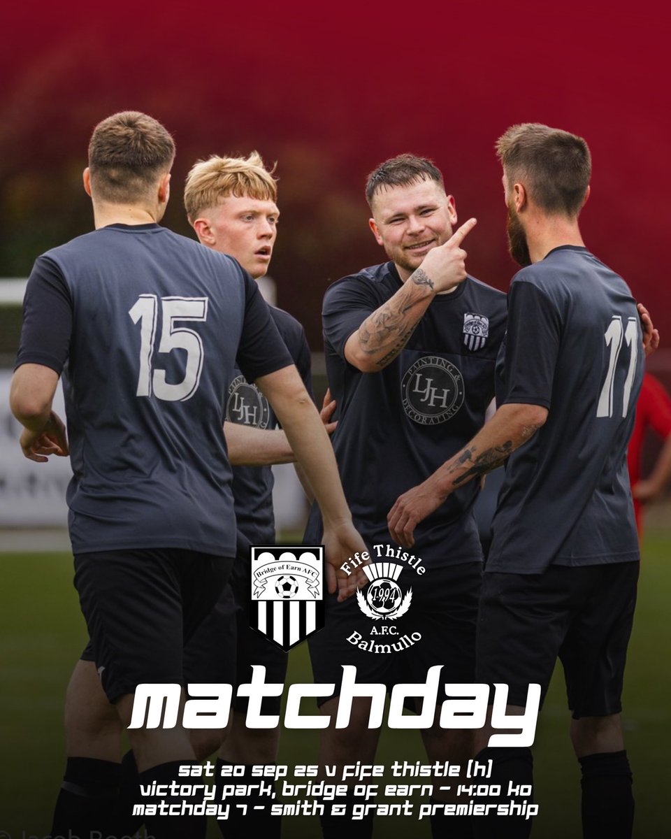 ⚽️ 𝑴𝒂𝒕𝒄𝒉𝒅𝒂𝒚 | 𝑭𝒊𝒇𝒆 𝑻𝒉𝒊𝒔𝒕𝒍𝒆 | 𝑯𝒐𝒎𝒆

Today, we face Fife Thistle in our seventh game of the league season! 👊

🗓️ Sat 20 Sept 25
🏆 Smith &amp; Grant Premiership 
🆚 Fife Thistle AFC
📌 Victory Park, Bridge of Earn 
⏰ 14:00 KO

#MTB