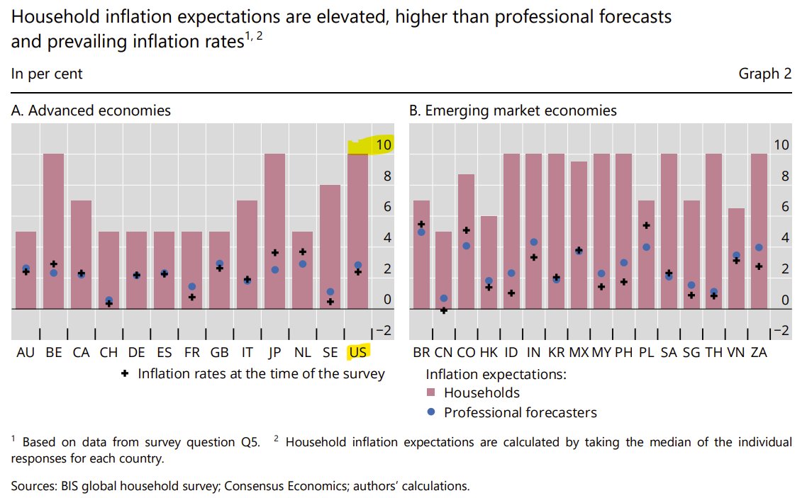 A BIS survey of inflation expectations conducted between March and April of this year found that U.S. households expect inflation to  be around 10% 🤔