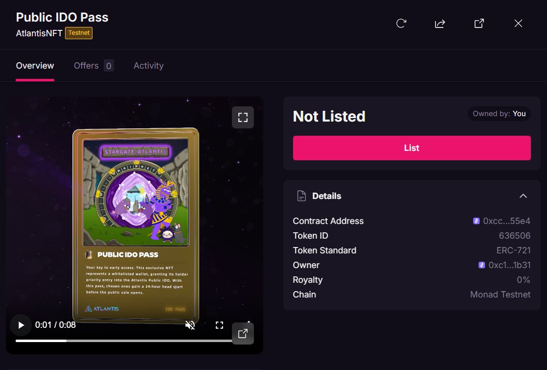 ZBagdan94's tweet image. &quot;Got my Atlantis Public IDO PASS! I’m whitelisted for early entry to the IDO on Monad testnet. Super excited to see what the platform brings! 🚀 #AtlantisDEX #IDO #Monad   

Thank you @AtlantisDEX_xyz