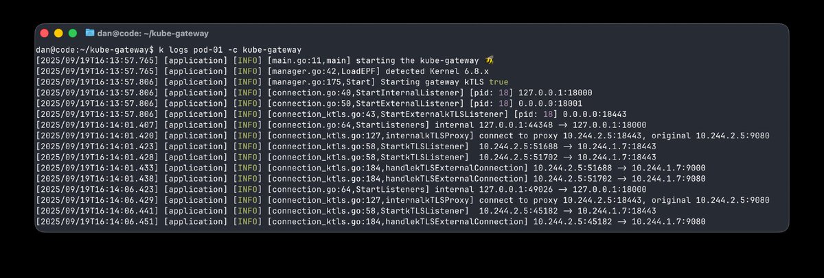 thebsdbox's tweet image. Finally implemented in kernel TLS for mTLS between pods.