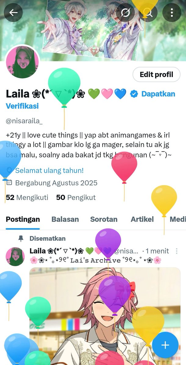 uyeayyyy balon balonnn 🎈🎀
tidak ngebug mempet² di header kayak versi twt thn kmrn 😭😂

smoga tahun ini dan di umur saat ini pun aku dan kita semua selalu bertemu orang-orang baik &amp; hal-hal baik, serta selalu beruntung (๑•ᴗ•๑)♡