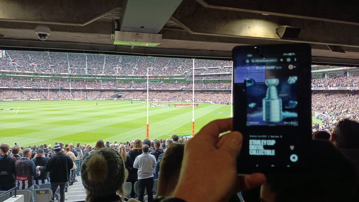 Stanley Cup at Australian Football Preliminary Final...100,000 people