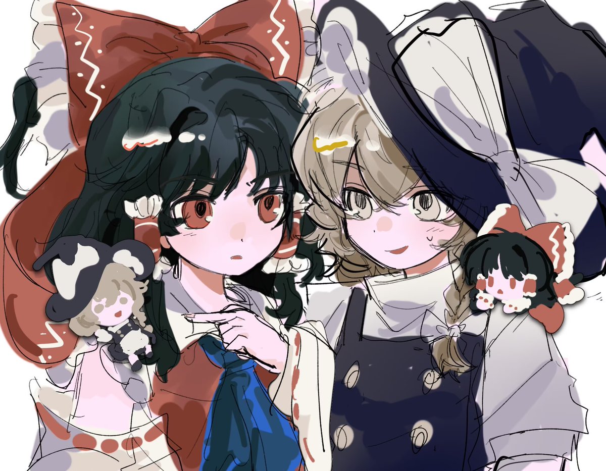 私はとても好奇なんだけど、もし彼女たちがそれぞれ相手の共感人偶を手に入れたら、何をするんだろう？
#東方Project #レイマリ