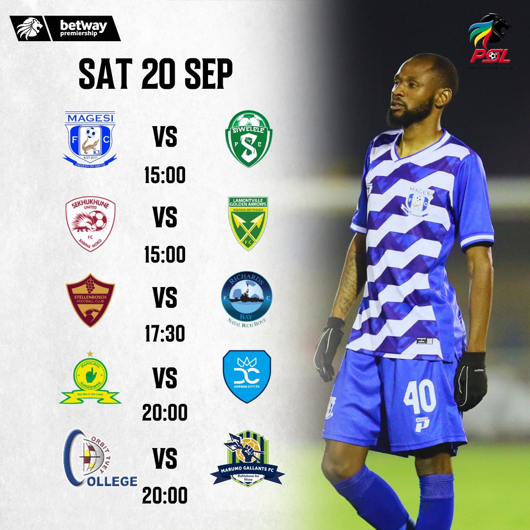 catch it live on SABC Radio <a href="/SekhukhuneFc/">Sekhukhune United F.C.</a> <a href="/goldenarrowsfc1/">Lamontville Golden Arrows FC</a> 
<a href="/Radio2000_ZA/">Radio 2000</a> [Brian Mofokeng &amp; Marks Maponyane] 

<a href="/BetwayPrem_SA/">Betway Premiership</a> 
<a href="/Balltime_/">Balltime</a>