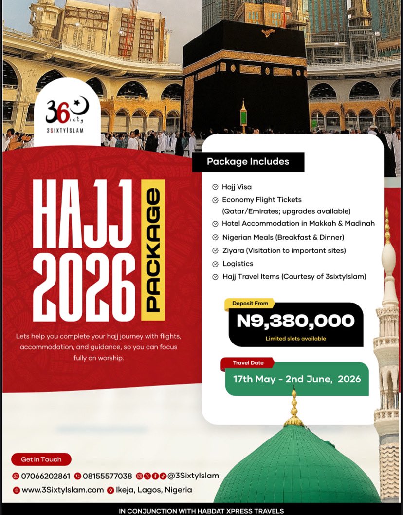 3SixtyIslam's tweet image. Hajj 2026 
#3SixtyIslam #3sixtyislamhajj2025 #3SixtyIslam #3sixtyislamhajj2025 #saudi