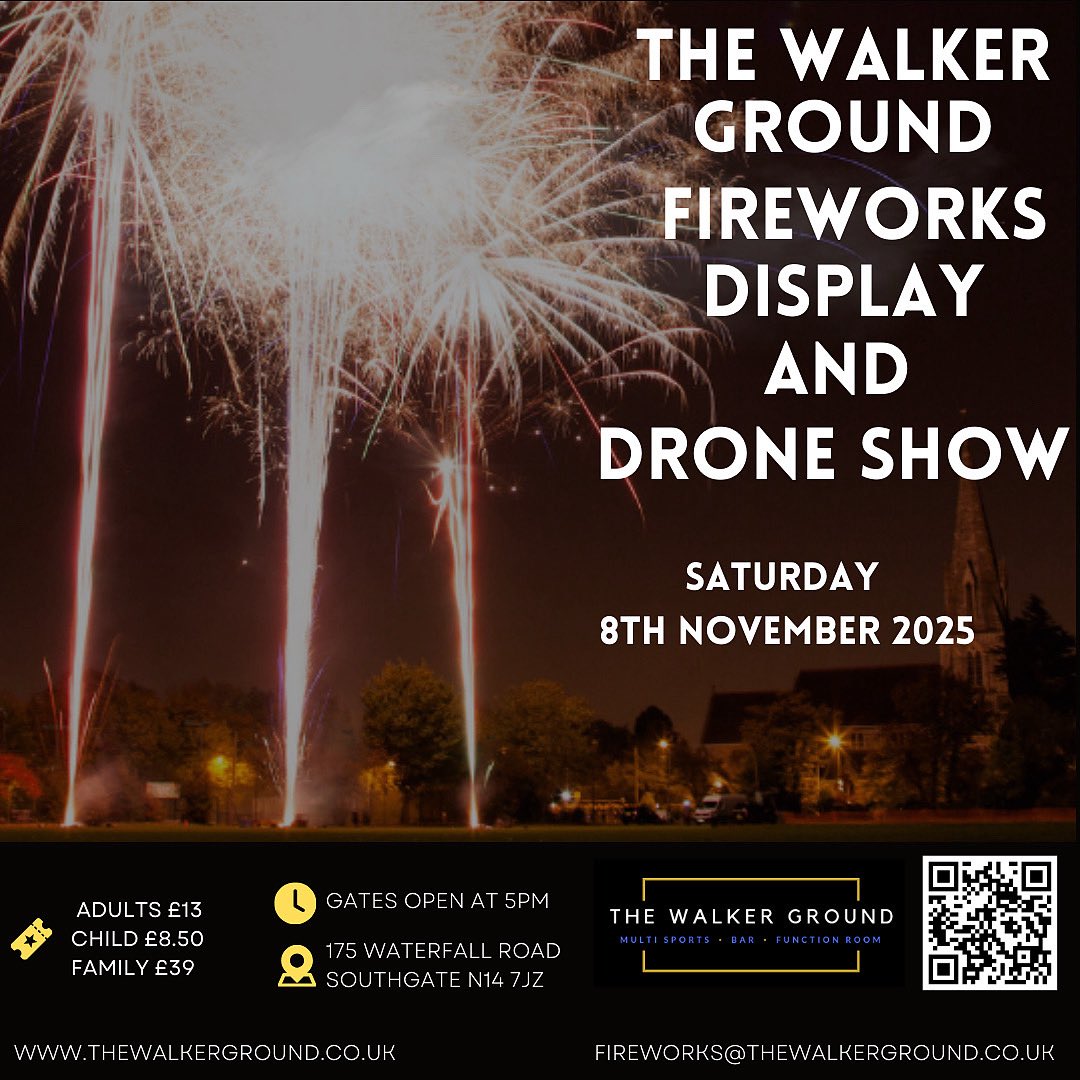 WalkerGround's tweet image. ✨ Prepare to be dazzled! ✨

This year’s Fireworks Night at The Walker Ground will feature the debut of our spectacular Drone Show – included with your entry ticket!

📅 Saturday 8th November

⏰ Gates open 5 PM | Display begins 7:30 PM

thewalkerground.co.uk/fireworks