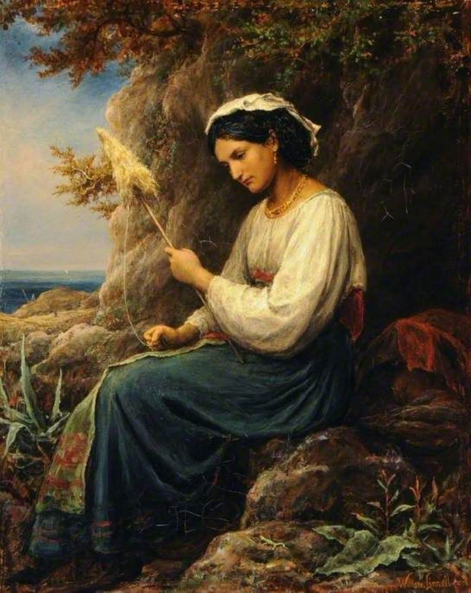Títol: "La filadora", oli sobre llenç pintat al 1868 per l'anglès William Linnell (1826–1906).
Font: BBC Homepage