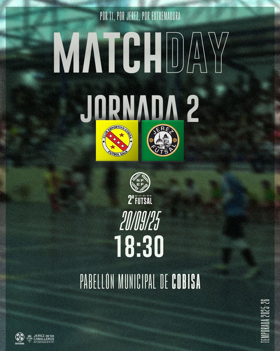 🚀💚 ¡𝐀𝐑𝐑𝐀𝐍𝐂𝐀 𝐋𝐀 𝐓𝐄𝐌𝐏𝐎𝐑𝐀𝐃𝐀 𝐅𝐔𝐄𝐑𝐀 𝐃𝐄 𝐂𝐀𝐒𝐀!💚🚀
🏆 2ªB –2ª Jornada
 <a href="/cdecobisafs/">Cobisa Futsal</a>
🆚
#JerezFutSal
🗓️ HOY
⌚ 18:30h
🏟️ P.M Cobisa

⚽ ¡𝐉𝐮𝐧𝐭𝐨𝐬 𝐞𝐧 𝟮𝐚𝗕!💪🔥
💚 Tu entrega, nuestra pasión. 🫶

📲 #Im_back2ªB 
💪#TuEntregaMiPasion 
🔗#JerezFutSal💚