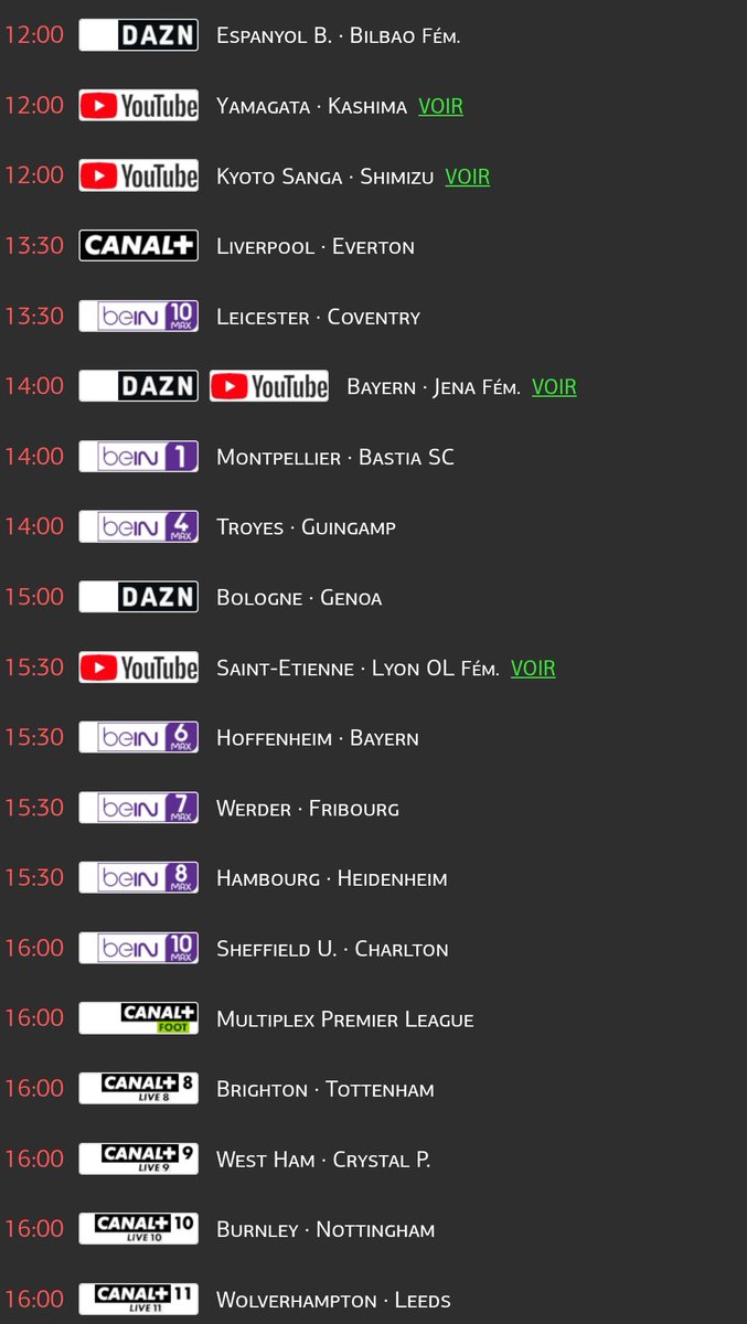 TrisInfoFoot's tweet photo. Le programme foot de ce Samedi 20 septembre: #PremierLeague #LIVEVE #Championship #Ligue2 #MHSCSCB #ESTACEAG #SerieA #BOLGEN #Bundesliga #BHATOT #Ligue1McDonalds #FCNSRFC #MUNCHE #RBLFCC #SB29OGCN #ASSESDR #RCLLOSC #LALIGAEASPORTS https://t.co/5L0KXPayb6