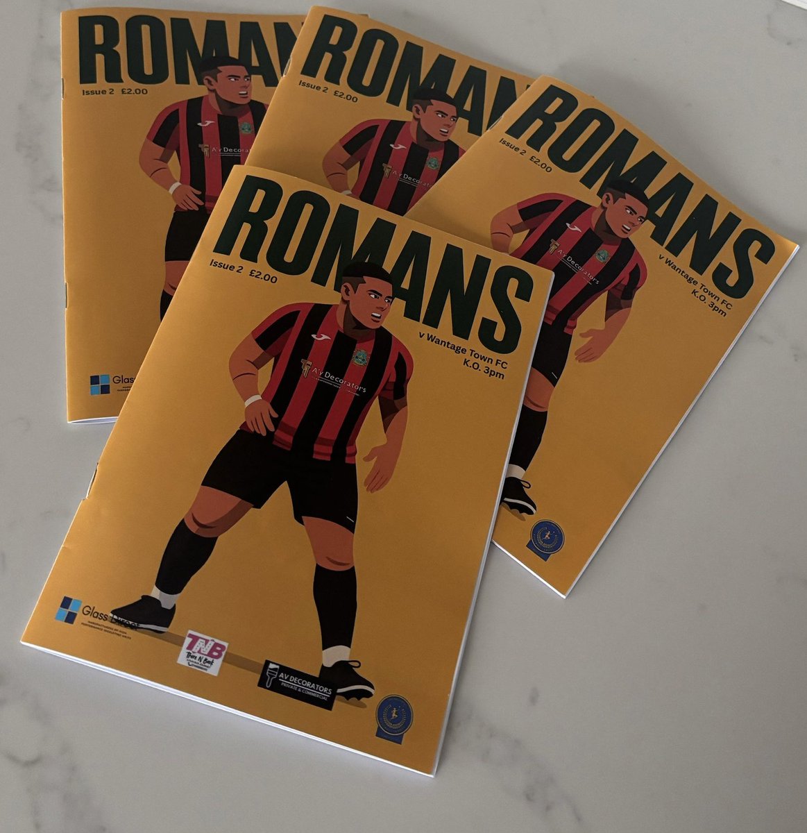 📖 𝗠𝗔𝗧𝗖𝗛𝗗𝗔𝗬 𝗣𝗥𝗢𝗚𝗥𝗔𝗠𝗠𝗘

A limited number of The Romans printed Matchday Programmes will be sold this afternoon at Stratford Road. A historical day for the club as we host Step 6 football for the first time in 32 years. 

Make sure to pick yours up!