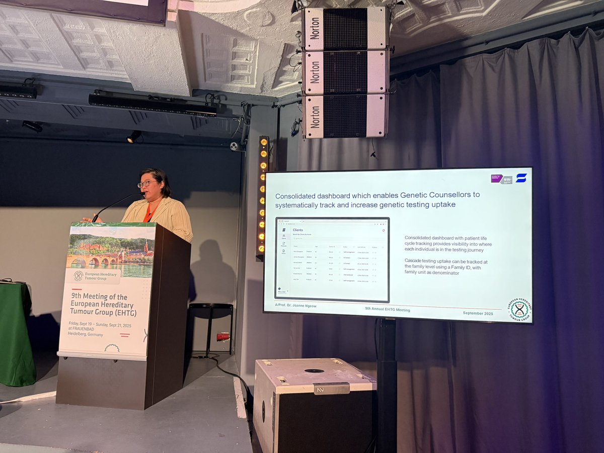 HHampel1's tweet photo. What’s App tool for supporting patients with hereditary cancer after their diagnosis including helping them contact their relatives for cascade testing in Singapore presented by Joanne Ngeow. #EHTG https://t.co/5QbFPzoUtC