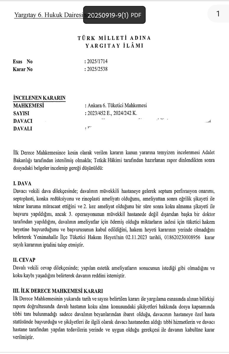 ⚖️ Yargıtay’dan Estetik Ameliyat Kararı:
Hekimler İçin Büyük Risk!

Yargıtay, estetik ameliyatlarda “sonuç garantisi” aranacağına hükmetti.
Artık hasta, istediği görüntü oluşmazsa ücret iadesi talep edebilecek.

❌ Hasta memnun değilse, hekim dava riskiyle karşı karşıya kalacak.