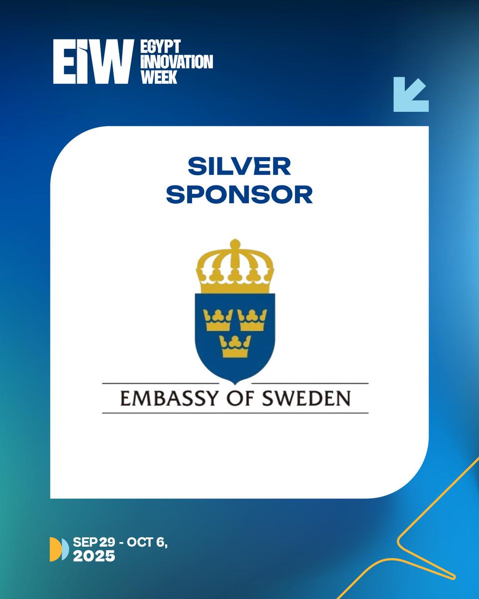 We’re pleased to announce that the Embassy of Sweden in Cairo joins Egypt Innovation Week (EIW) as a Silver Sponsor.

The Embassy of Sweden is dedicated to sustaining and developing the strong ties between Sweden and Egypt across political, commercial, economic,
