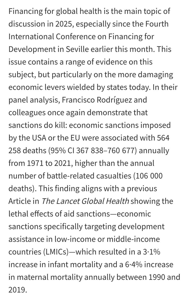 A su vez, esas medidas coercitivas unilaterales estuvieron asociadas con el incremento de 3.1% de la mortalidad infantil y del 6.4% de la mortalidad materna en los países afectados, entre 1990 y 2019.

Derechos a la vida y a la salud son los más afectados.

#TumbaElBloqueo