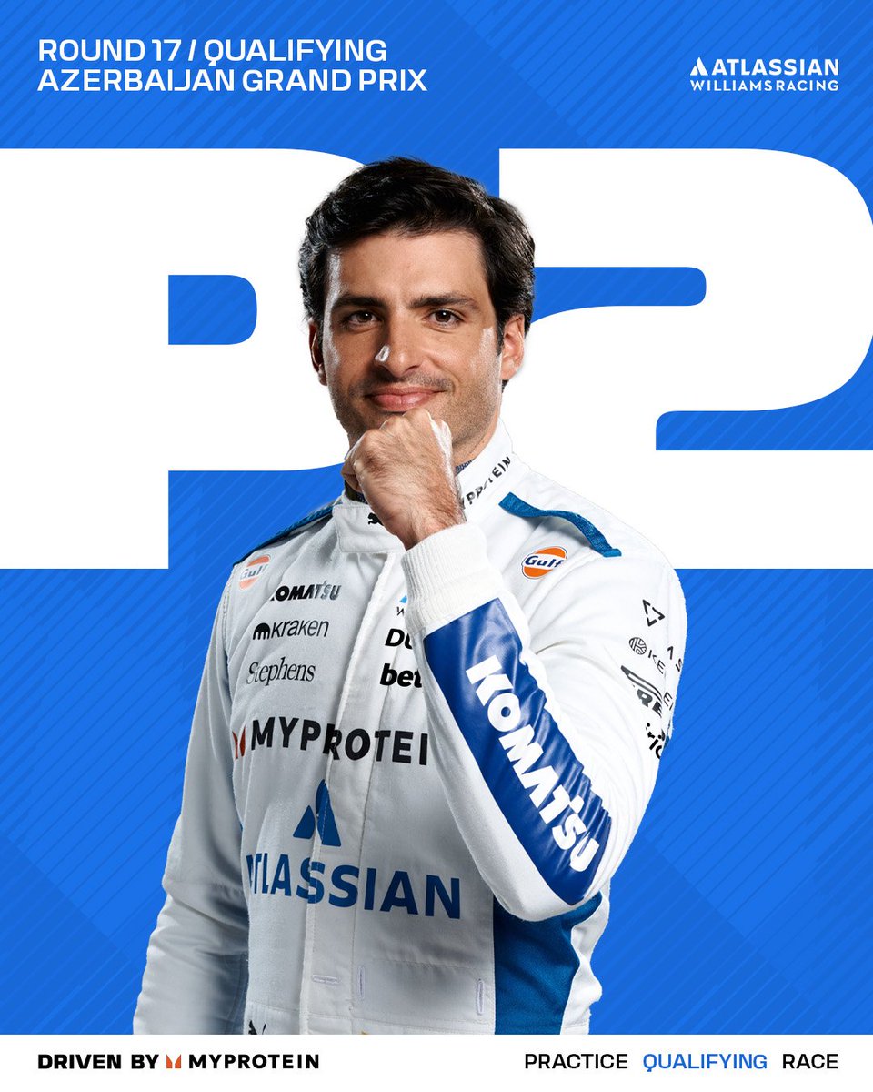 Carlos Sainz 🇪🇸 largará segundo mañana!!
En accidentada Qualy en Baku 🇦🇿
Top Ten:
🥇Max VERSTAPPEN 🇳🇱 (1:41.117)
🥈SAINZ 🇪🇸 (+0.478)
🥉LAWSON 🇳🇿 
4️⃣Kimi ANTONELLI 🇮🇹
5️⃣George RUSSELL 🇬🇧
6️⃣Yuki TSUNODA 🇯🇵
7️⃣Lando NORRIS 🇬🇧
8️⃣Isack HADJAR 🇫🇷
9️⃣Oscar PIASTRI 🇦🇺
🔟Charles LECLERC 🇲🇨